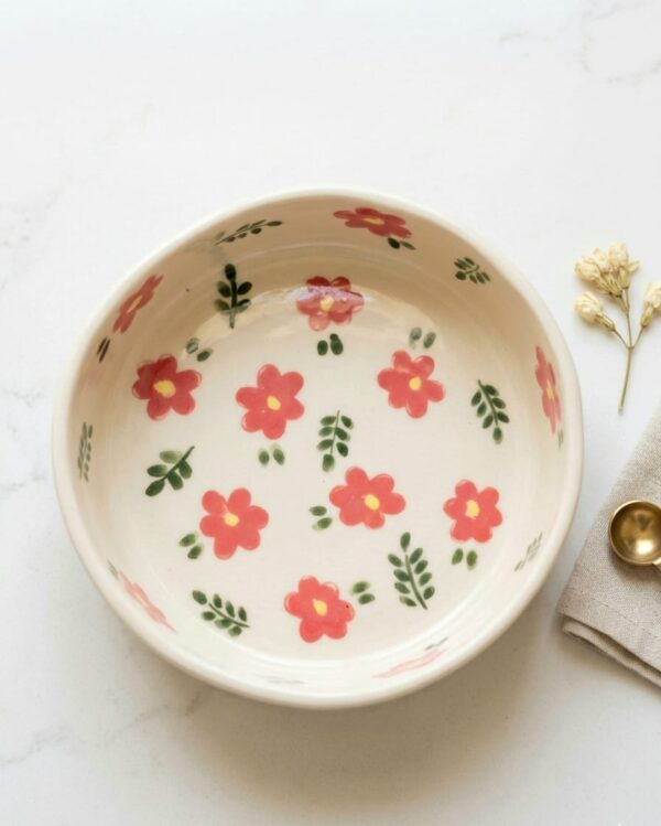 Cuenco de cerámica Flores rojas