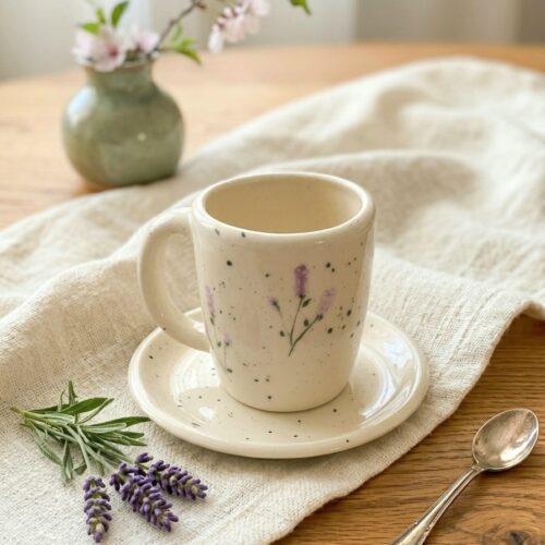 Taza y plato Lavanda
