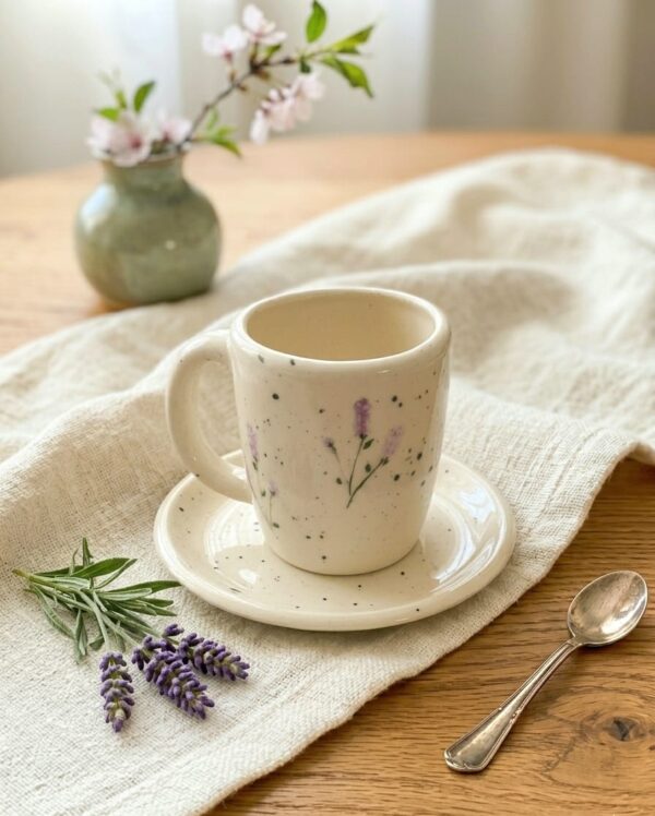 Taza y plato Lavanda