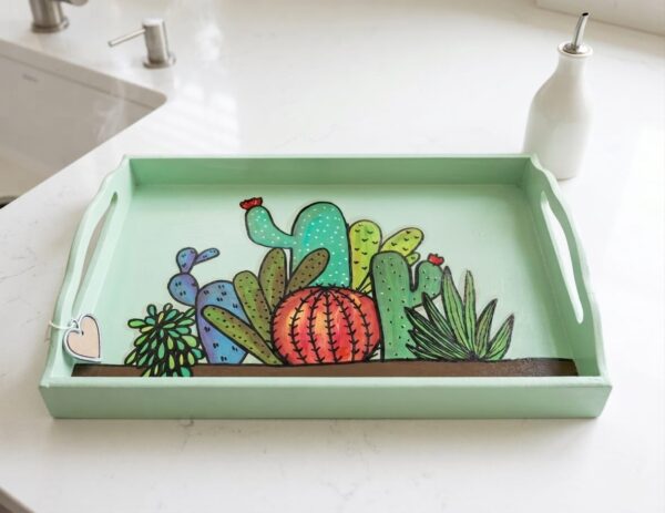 Bandeja Pintada a mano cactus