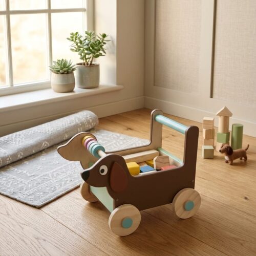Carro caminador de madera con bloques